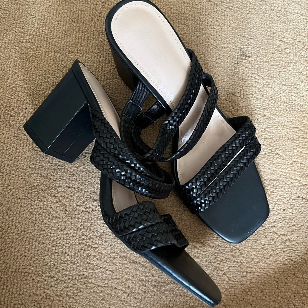 3/$15 3 inch braided black sandals heels